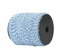 Longzhuo Fil de clôture électrique en polywire à 6 brins avec mandrin pour bétail, mouton, cheval, animaux domestiques, protection des cultures (bleu et blanc) (500 m)