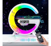 Longzhuo G Lampe, Lampe Chevet avec Chargeur Sans Fil, Lampe de Table Intelligente avec Réveil Bluetooth, Reveil Simulateur D'aube Lampe Ambiance pour Chambre Décor de Salon