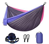 LongZhuo Hamac d'extérieur de Camping, 300 kg Capacité Hamac d'extérieur 2 Personnes,Ultra-léger Nylon à Parachute à séchage Rapide, Convient au Camping en Plein air(300 x 200cm) Violet