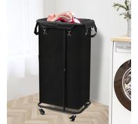Longzhuo Panier à Linge Sur Roulettes avec Sac Intérieur Amovible - Panier Pliable 180L pour Buanderie - Bac à Linge Pratique avec Cadre en Métal, Chambres et Salles de Bains