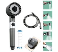 Longzhuo Pomme de douche avec filtre, pommeau de douche à pression avec 4 modes, pommeau de douche universel pour basse pression d'eau, douche multifonction avec masseur du cuir chevelu, brosse à