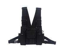 Longzhuo Sac de Poitrine Tactique, Sacoche Gilet Sacoche de Poitrine Militaire Hommes Femmes, Sac de Torse Sacoche Pectorale Poches Pratiques pour Entraînements, Cyclisme, Randonnée, Chasse(Noir)