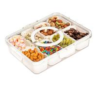 Longzhuo Snack Box Plateau de Service Divisé Avec Couvercle Scatole Snack Per Caramelle,BPA- Free, Plateau à 8 Compartiments Amovibles, Boîte Transparente Organisateur