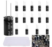 LongZYU 15 Pièces Condensateurs, 3300µf 35V Condensateurs Électrolytiques | 105℃ Condensateurs, Condensateur 1000uf 35v, Adaptés Aux Téléviseurs, Écrans LCD, Radios et Systèmes Audio, 16x30mm