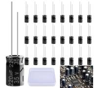 LongZYU 25 Pièces Condensateur 220uF 35V Condensateur Electrolytique Condensateurs Électrolytiques Aluminium 220uF 35Volts Electrolytic Capacitor 220uF MFD 105°C, 8x12MM