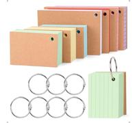 LONHCHI Index Cards Lot de 500 cartes lignées, format A7, avec sept anneaux de reliure, cartes flash, cartes de modération, sept couleurs