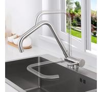 Lonheo Mitigeur Cuisine Rabattable Pivotant à 360°,avec Poignée Pliable Contre Fenêtre, Robinet Mitigeur Evier Acier Inox 304 à Eau Chaude et Froide pour