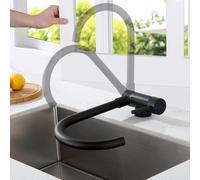 Lonheo Mitigeur Rabattable Cuisine Noir, Robinet Cuisine Pliable Contre Fenêtre en Acier Inox 304, Robinetterie de Cuisine Pivotant à 360°