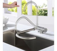 Lonheo Robinet de cuisine haute pression pivotant à 360°, avec poignée rabattable, robinet d'eau chaude et froide en acier inoxydable pour la cuisine
