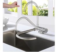 Lonheo Robinet de Cuisine Rabattable Mitigeur d'évier Pivotant à 360° Robinetterie en Acier Inoxydable, pour Évier contre fenêtre
