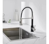 Lonheo Robinet de cuisine tiret extensible à ressort hélicoïdal, 2 modes de pulvérisation, Noir