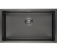 Lonheo XL évier rectangulaire en acier inoxydable 74 x 44cm, évier à encastrer pour meuble bas à partir de 80 cm, évier de cuisine avec trop-plein et vidage
