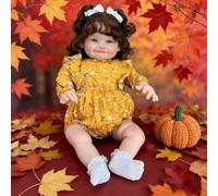 Lonian 24 Pouces Reborn poupées Filles réaliste en Silicone bébé réalistes bébés garçons Qui Ont l'air de la Vraie Vie Nouveau-né Bambin Ouvert Les Yeux (Jaune)