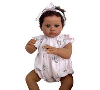 LONIAN 60cm Bébés Reborn qui Ressemblent à une Vraie Fille avec des Cheveux Rouchés à la Main avec Poupée Reborn Afro-Américaine Peau Brune Silicone Bébé Corps Chubby Poupées