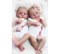 Lonian Jumeaux de poupées Reborn - bébé garçon Fille réaliste de 18 Pouces avec des Membres en Vinyle Souple, Jumeaux de poupées réalistes avec des vêtements pour Enfants de 3 Ans et Plus
