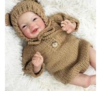 Lonian Poupées Reborn 18 Pouces poupée réaliste Nouveau-né Yeux Ouverts Vrai Look bébé Douceur Tissu Corps Membres posables Jouet avec Ensemble d'accessoires pour Les Enfants de 3 Ans et Plus