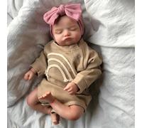 Lonian Poupées Reborn - Corps en Tissu Doux de poupées réalistes Faites à la Main de 17 Pouces avec Accessoires de Jouets, poupées Reborn comme Un bébé réaliste (bébé endormi) (Marron)