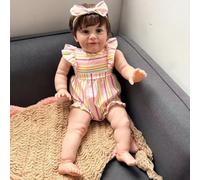 Lonian Poupées Reborn réalistes 26 Pouces 66 cm avec Corps en Tissu Doux, Jolie Petite Fille aux Cheveux Longs et réaliste avec Accessoires pour vêtements (Cheveux Courts)