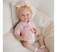 Lonian Poupées Reborn vinly Silicone Corps Entier réaliste Nouveau-né bébé Fille 19 Pouces Vraie Vie comme des poupées Qui Ont l'air réel bébé poupée Grandeur Nature (Cheveux blonds)