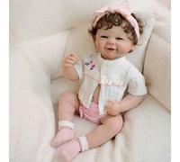 Lonian Poupées Reborn vinly Silicone Corps Entier réaliste Nouveau-né bébé Fille 19 Pouces Vraie Vie comme des poupées Qui Ont l'air réel bébé poupée Grandeur Nature (Cheveux Noirs)