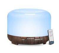 LONID 500ml Diffuseur d'Huile Essentielle, Ultrasonique Diffuseur Huiles Essentielles, Humidificateur d'air lumières 7 Colorées,Arrêt Automatique 4 Timing, Spa, Yoga, Massage,Apaisant (Noir)