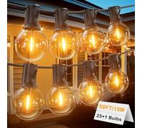 LONIUTO Guirlande lumineuse extérieure 15M avec 25+2 LED G40 2700K Blanc Chaud IP45 Imperméable pour Jardin, Terrasse et Fêtes