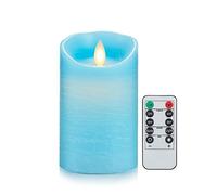 Lonkenn Bougie LED, Bougies Alimente par Pile, Bougies Sans Flamme Vacillantes, Bougie LED avec Télécommande, Cire Réelle, Dimmable, pour Noël, Anniversaire, Décoration Mariage Soirée-15cm Bleu