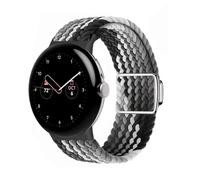 Lonkenn Bracelet Tressé Compatible avec Google Pixel Watch 4 41mm/3 41mm/Pixel Watch 2/1, Fermoir Magnétique Elastique Nylon Bracelet Réglable pour Femmes Hommes, Noir et Blanc