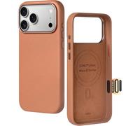LONLI Urban | Housse en Cuir Grainé Véritable d‘Origine Européenne pour iPhone 17 Pro Max - [Contrôle Intégré de l’Appareil Photo et Compatible Magsafe] - Marron Selle