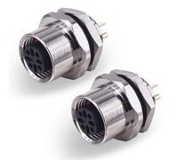 Lonlonty M12 4 broches femelle panneau femelle capteur de code A connecteur de panneau actionneur arrière prise de panneau électrode montage champ étanche IP67 capteur bride femelle 2 pièces