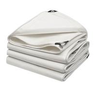 Lonmrrton Bâche en Toile 2 x 2 m, Bâche épaisse imperméable Robuste avec œillets renforcés, Couverture de bâche Blanche pour Voiture, Toit, Bateau, Camping et auvent(2x2m)