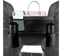LONNEY Organisateur Voiture Rangement Voiture Multipurpose Filet de Rangement Voiture Entre Siege Avant pour Portefeuilles Collations Jouets (noir)