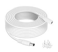 Lonnky Câble d'extension 10 Meters compatible avec Caméra de surveillance CCTV (Tapo C110) DVR, routeur, connecteur mâle vers femelle 2,1 mm x 5,5 mm, rallonge 12 V, Blanc