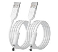 Lonnky Câble USB de Chargeur pour Brosse à Dents Électrique Fairywill, Brosse Faciale Foreo Luna, Brosse à Dents Dnsly et Plus, Câble USB de Recharge 1,5 Mètre 3,5 x 1,35 mm, Blanc, Lot de 2