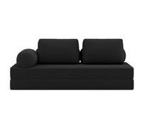 Lisa Design - Lonny - Canapé 3 Places Convertible en Velours côtelé, Noir
