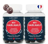 LONODY, Gummies Cheveux et Ongles, Pousse, Croissance, Fortifiant, Renforce la fibre capillaire, Biotine, Zinc, Sélénium, 6 Vitamines, Complément Alimentaire Sans Sucre My Hair & Nails, 2 mois