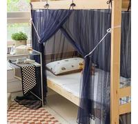 LONONE Moustiquaire lit à baldaquin Rideaux de lit à baldaquin Simples pour lit superposé inférieur Rideau Cadre à baldaquin pour dortoir d'étudiants,Dark Blue,120cm