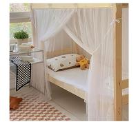 LONONE Moustiquaire lit à baldaquin Rideaux de lit à baldaquin Simples pour lit superposé inférieur Rideau Cadre à baldaquin pour dortoir d'étudiants,Milk Jade,90cm