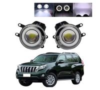 LONPEXDT Feu Brouillard Feux Antibrouillard LED Angel Eye DRL H11 12 V Haute Luminosité Pour Toyota Pour Prado FJ150 LC150 2014 2015 2016 2 Pièces Antibrouillard