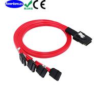 LONRIONSAS - Mini SAS SFF-8087 SAS vers 4 x SATA 7P 600 avec câble haute vitesse de connexion du serveur à verrouillage plat rouge - Type Rouge-0.5M