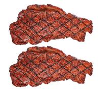 Lonrtesw 2 Pièces Artificielle PVC Steak Simulation Modèle Alimentaire Simulation Steak Modèles Cuit Rôti de Boeuf Viande Maison Cuisine Marché Affichage Photographie Accessoires Artificiel PVC Steak