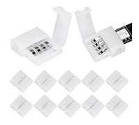 Lonrtesw 50 Paquets Connecteurs de Bande Lumineuse LED RVB 4 Broches Extension de Borne D'Adaptateur Sans Soudure Sans Soudure de Bande LED 10 Mm
