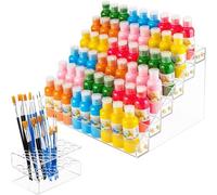 Lonrtesw Boîte de Rangement de Peinture Acrylique à 6 Niveaux, Support de Pinceau à 24 Emplacements pour Stocker des Bouteilles de Peinture de 2 Oz, Tubes de Peinture Facile à Installer