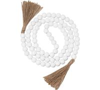 Lonrtesw Décor de Guirlande de Perles en Bois de Ferme, Perles en Bois pour la Décoration Intérieure avec des Glands, Décoration de Campagne Rustique pour Table, Mur, Etc. et Facile à Utiliser