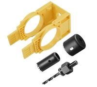 Lonrtesw Ensemble D'Installation de Serrure de Porte, Trépan de Perçage de Trou de Porte pour Porte en Bois, Scie Trépan de Trou de Serrure de Porte, Trousse D'Installation de Bouton de Porte Jaune