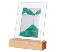 Lonrtesw Lampe de Nuit en Mouvement d'art de Sable Artisanat Sable Mouvant Paysage 3D Image de Sable Coulant Cadeau de Sablier Veilleuse de Table LED, Vert