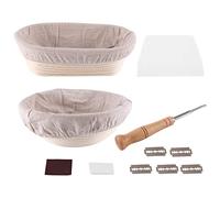 Lonrtesw Panier D'Épreuvage au Levain de 2 à 10 Pouces Ovale et Rond de 9 Pouces + Boite à Pain de Qualité Supérieure et Coupe, Le Bol de Cuisson Parfait