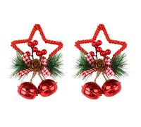 Lonrtesw Pendentif en Forme D'Étoile à Cinq Branches en Métal pour Sapin de Noël, Accessoire de Décoration pour Sapin de Noël, Cloche Rouge