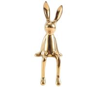Lonrtesw Statues de Lapin Artisanat en Céramique Créatif Brillant Moderne Figurines d'animaux Nordiques Ornement Décoratif Figurines d'animaux Durables Faciles à Utiliser Or
