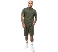 Lonsdale 117193 MOY Ensemble t-shirt et short pour homme, coupe normale, olive/noir, XXL, Vert olive/noir, XXL